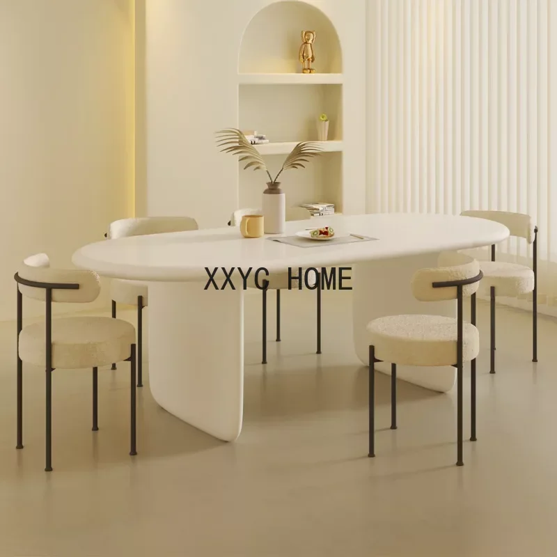 Минималистичные Сланцевые обеденные столы Овальный ретро скандинавский дизайн