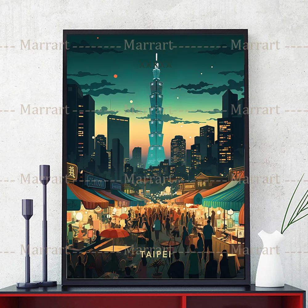 Плакаты для путешествий с оживленным бангкоком плакаты местного рынка Камбоджи