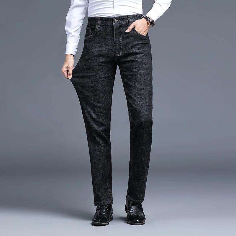 

Fall/Winter Men's Business Jeans Stretch Classic High Waist Black Slim Jeans Men's Large Size Advanced Jeans （29-40）