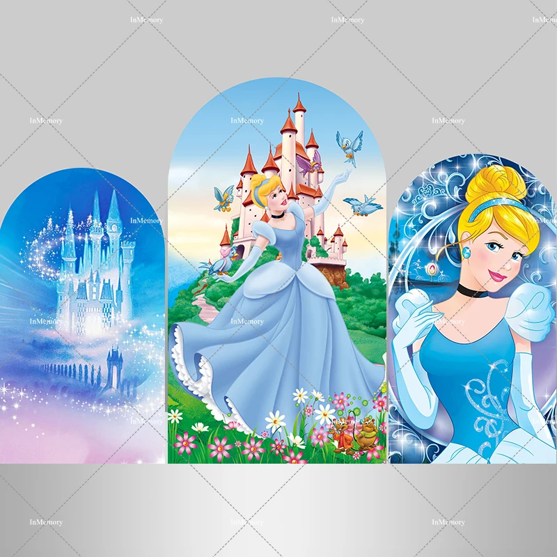 

Castle Princess Cinderella Chiara Background for Girls Baby Shower 1st Birthday Party Backdrop Fairy Table Arched Wall Banner