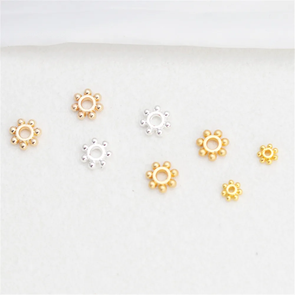 

14K Gold Plated 8MM Large Hole Snowflake Partition Bracelet Necklace Earring Accessories DIY Hand Made Gasket Beads
