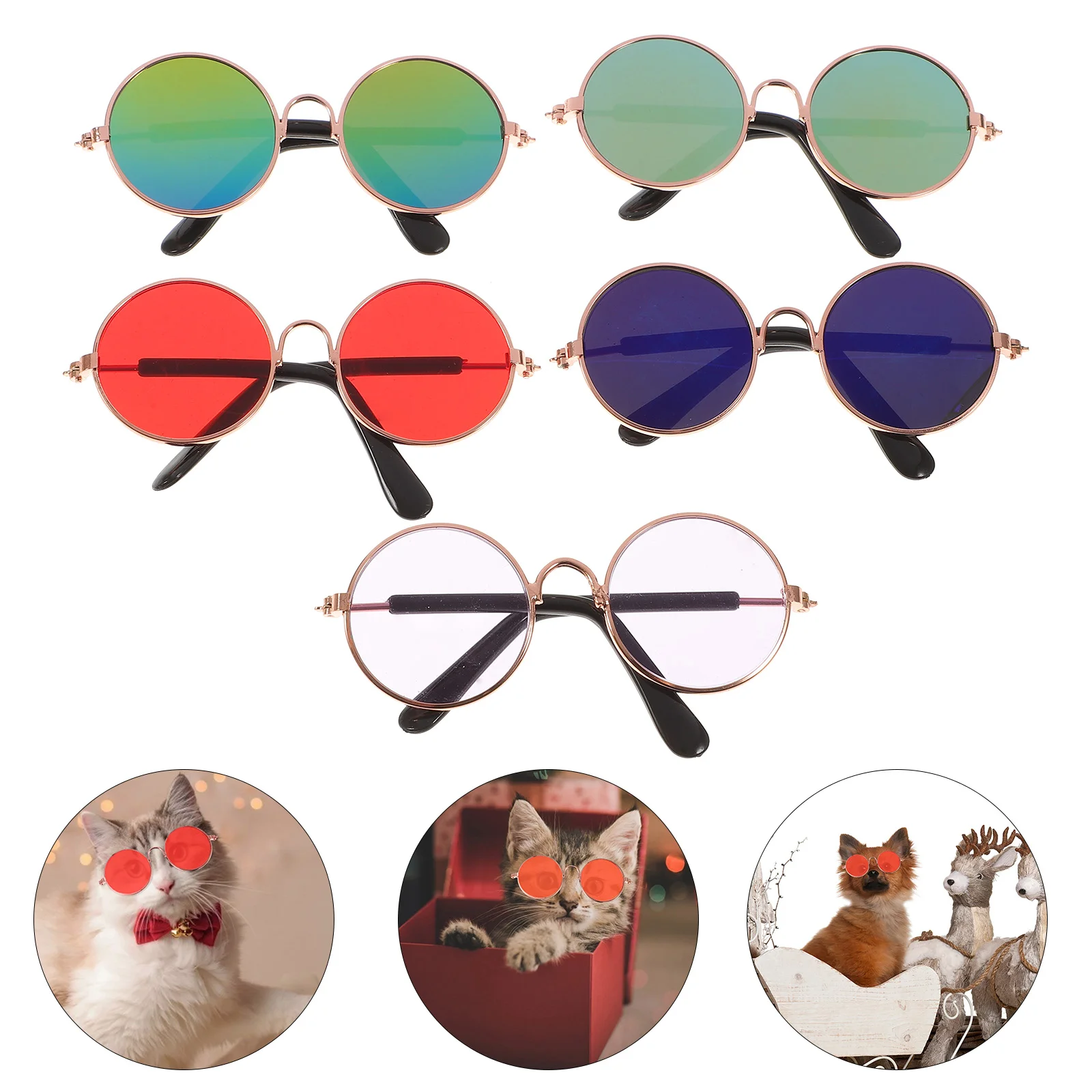 

5 Pcs Classic Toys Toys Small Dogs Kitten Sunglasses Decked Accessories Sunglasses Dogs Small Breed