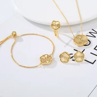 new five leaf flower jewelry set women high quality luxury necklace earring ring bracelet exquisite party bride gift