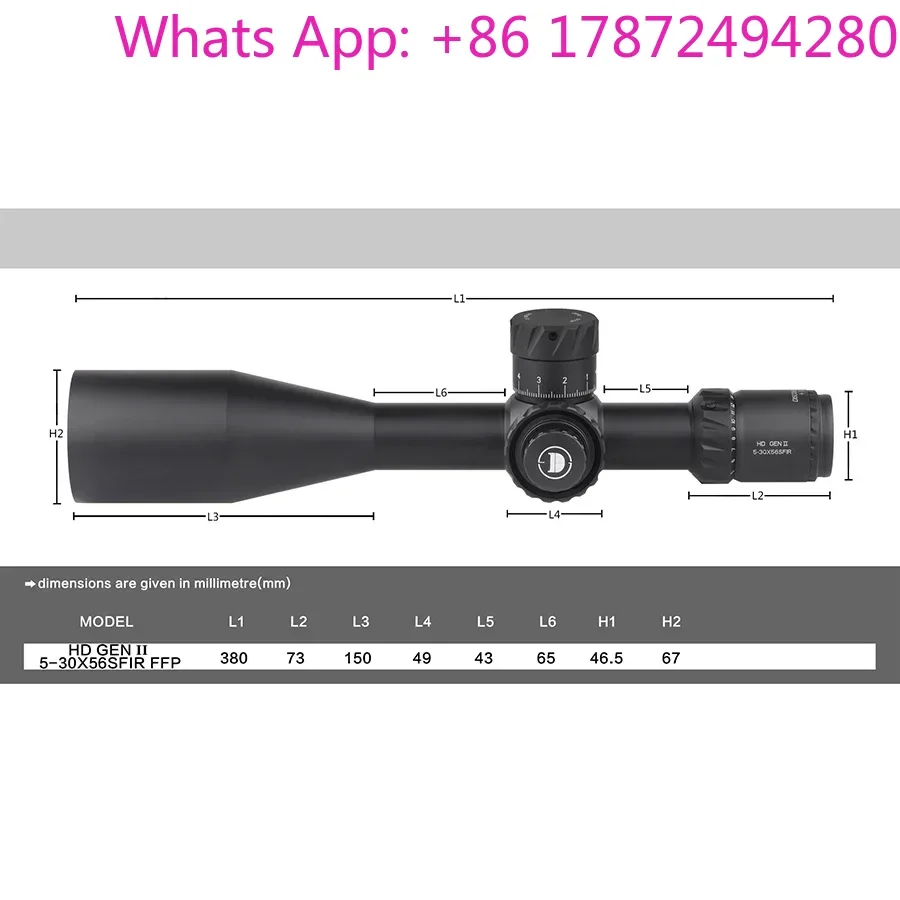 Фото Горячая распродажа: DiscoveryOPT HD 5-30X56SFIR — лучший компактный прицел, длина 340 мм (13,39 дюйма), регулировка прицела 0,1 MRAD, FFP. №1