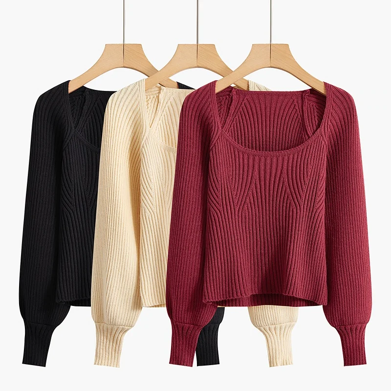 Специальное предложение Красный свитер женский осенне-зимний приталенный крой с