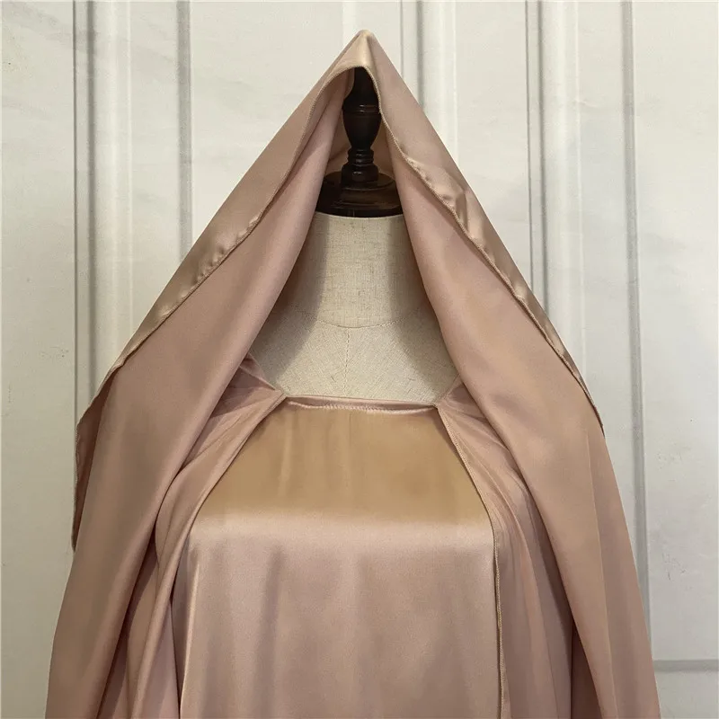 Hooded Muslim Satin Abaya Dubai Prayer Dress Loose Jilbab Turkey Abayas Dresses for Women Islamic Clothing Kaftan Robe Djellaba