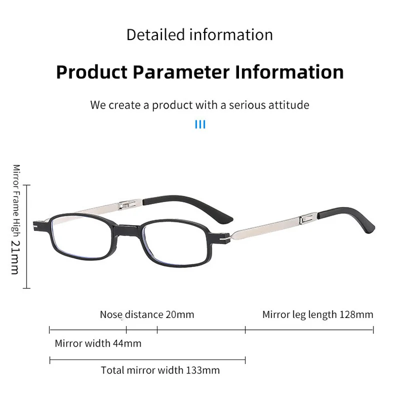 Портативные складные очки для чтения с защитой от синего света держателем