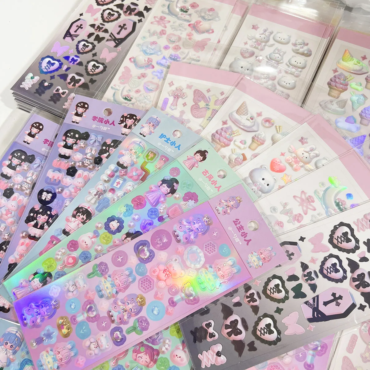 

SKYSONIC 4pcs/5pcs Decor Stickers Full Set Series Decorative Stickers Idol Cards Scrapbooking Journal Sticker Stationery Suppl