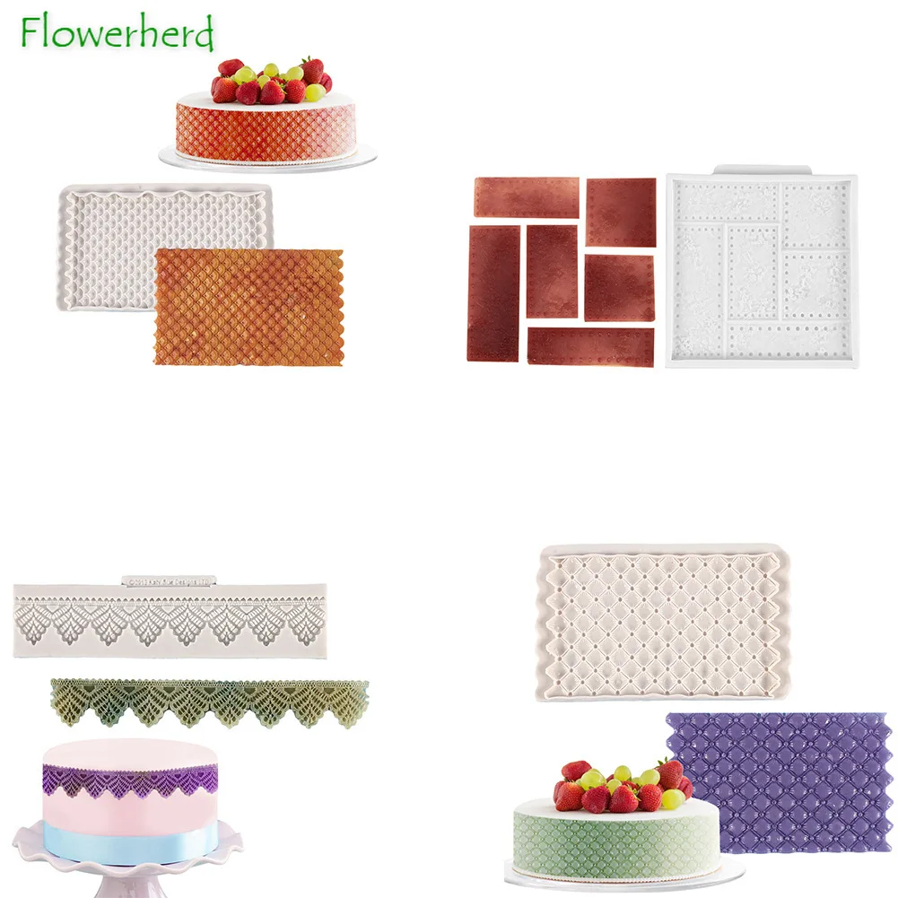 

A Variety of Fondant Cake Silicon Moulds Silicone Cake Border Mold Diy Fish Scale Pattern Pearl Lattice Shape Cake Decoration