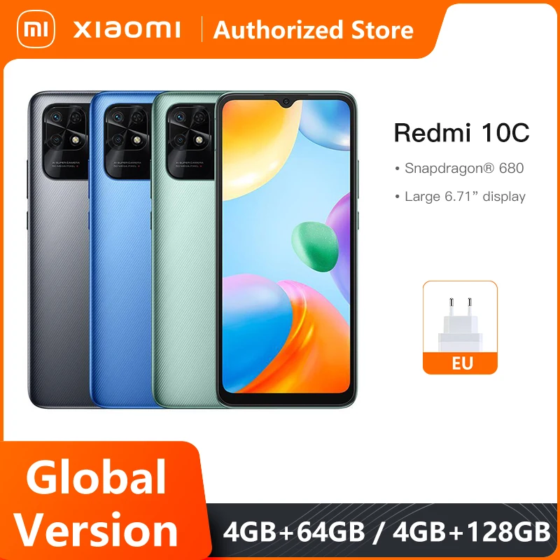 

Xiaomi Redmi 10C Global Version 4GB 64GB /128GB Smartphone Snapdragon 680 Octa Core 6.71" Display 50MP Rear Camera 5000mAh