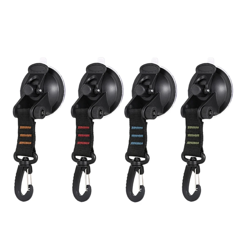 

4pcs Suction Cup Hook Outdoor Camping Hiking Suction Cup Anchors Hook Reusable Tie Down Home Securing Hook Portable Hook