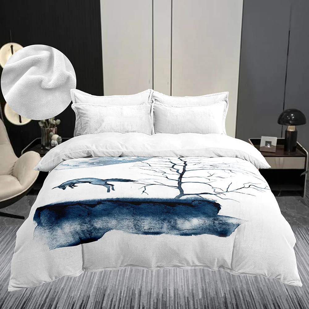 

Плюшевый пододеяльник 200x200 Бытовое высококачественное теплое и толстое постельное белье Пододеяльник 228x264 Рисунок тушью Pattern Futon Cover