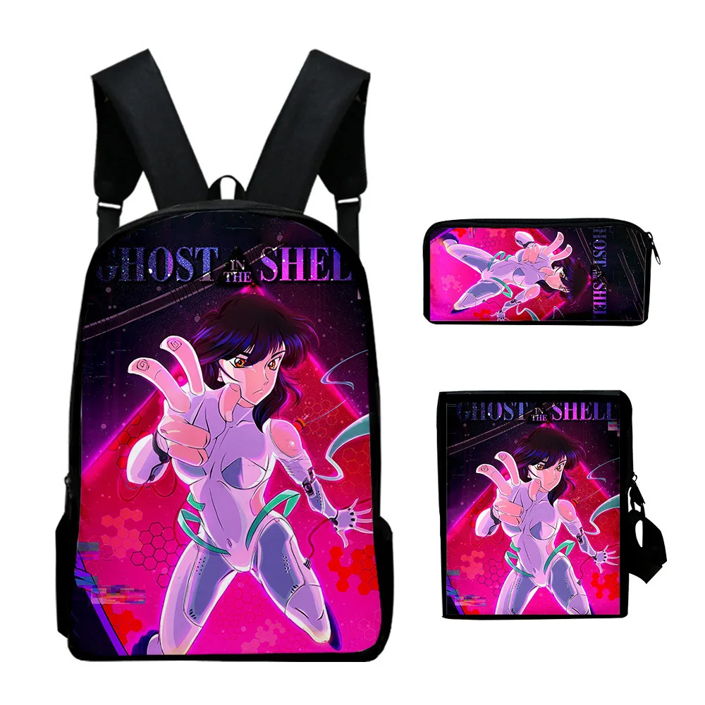 

Fashion ghost in the shell 3D Print 3pcs/Set pupil School Bags Laptop Daypack Backpack Inclined shoulder bag Pencil Case