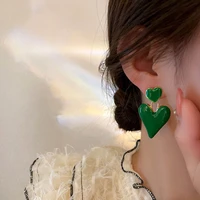 retro heart stud earrings love pendant earrings for women girl korean love drop glaze aesthetic jewelry piercing dangle earrings