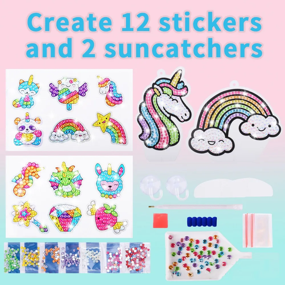 

Creativity for Kids Big Gem 5D Diamond Painting Kit-Create your own 12 Cartoon Stickers And 2 Big Diamond Pendant For Kids