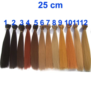 Imported Synthetic High Temperature Hair 25cm Length Black Brown Flaxen Golden Natrual Color Long Straight Do