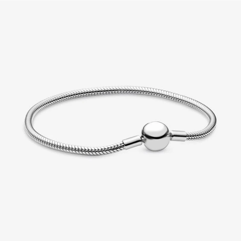 

Hebeier New Vintage Round Basics Women'S Classic S925 Sterling Silver Snake-Bone Bangle Charm Beads Diy High Jewelry Gifts