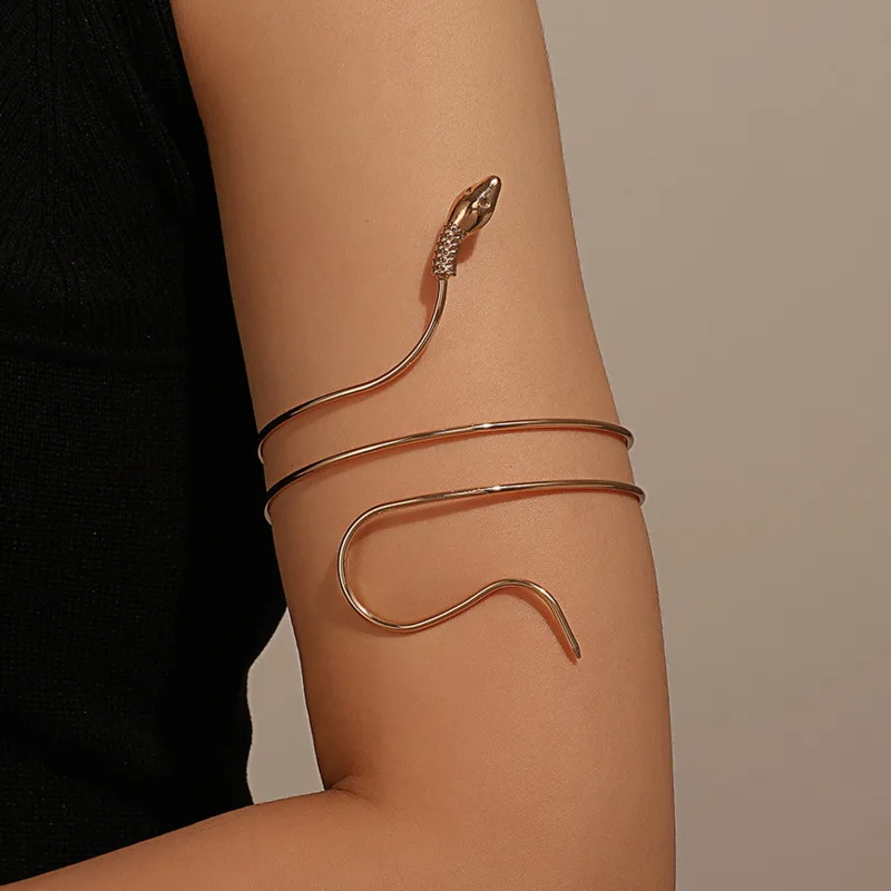 

Punk Vintage Coiled Snake Upper Arm Cuff Armlet Armband Bracelet Men Women Gold Silver Color Bangle Jewelry