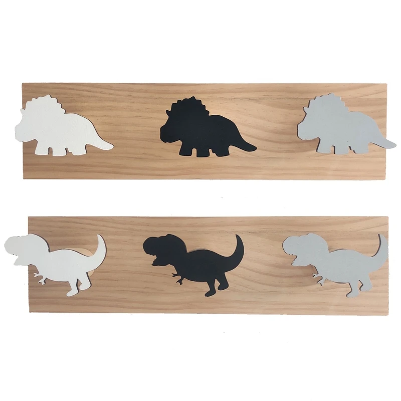 

Детские Настенные Крючки для пальто с динозавром, деревянная дверная вешалка для мальчиков, спальни, детского сада-Трицератопс и тиранноза...