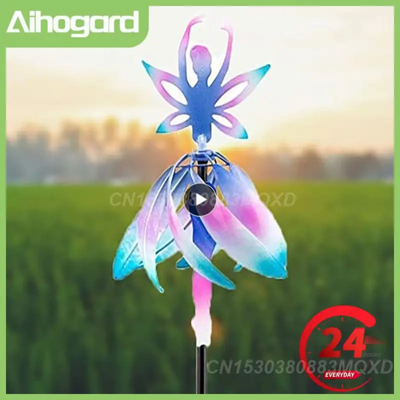 

Rotating Girl Wind Chimes Color-changing Ballet Spinning Girl Ornament Gradient Ribbon Pole Outdoor Garden Decoration Supplies