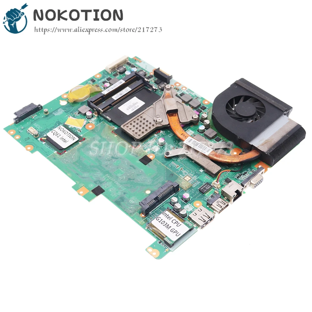 Материнская плата NOKOTION 577067-001 DA00P8MB6D1 для ноутбука HP CQ61 HD4300 + CPUHeatsink вместо 578000-001