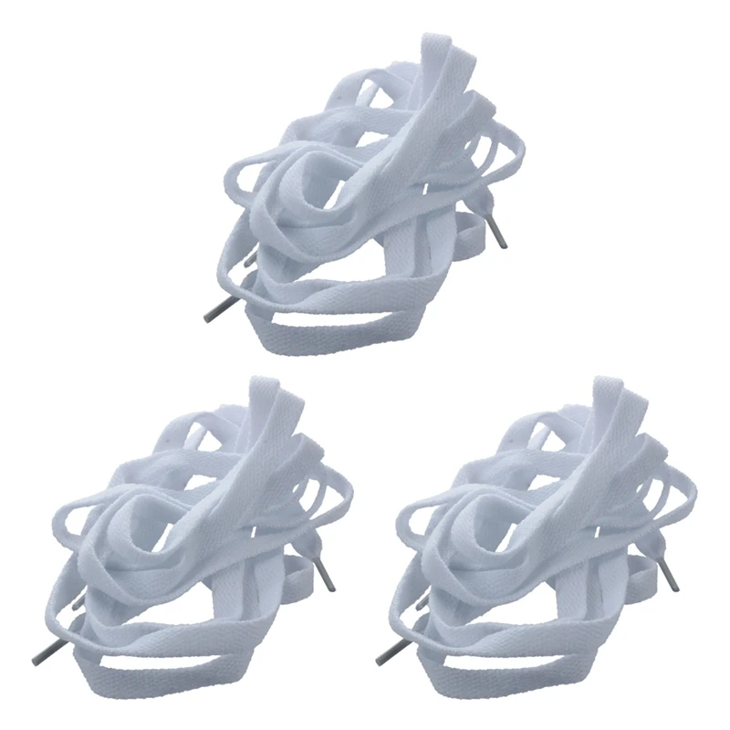 

3X Flat Shoe Laces Bootlaces Trainers Skate Strong Shoelaces White