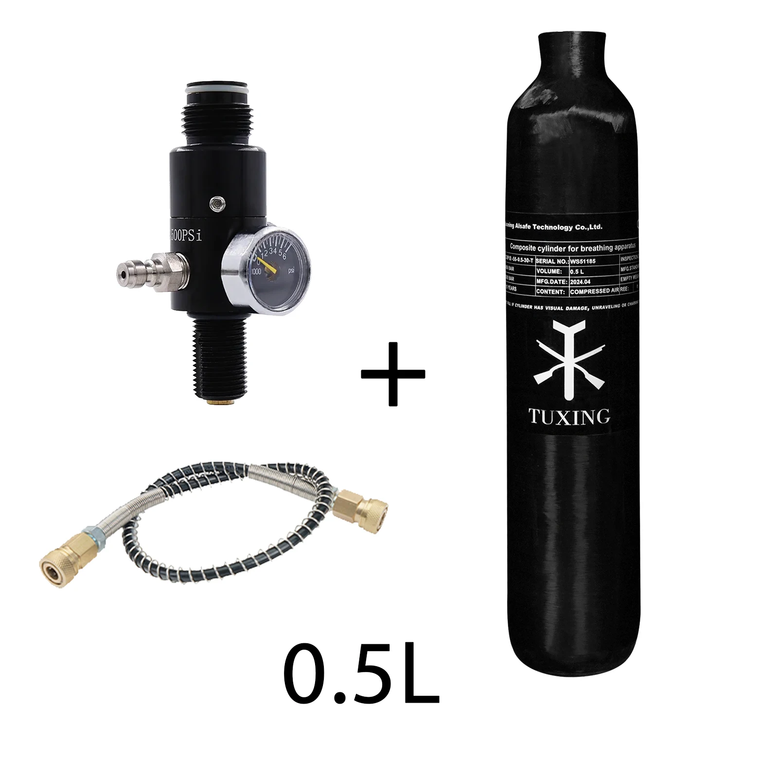 Цилиндр из углеродного волокна TUXING 300Bar 0.5L с регулирующим клапаном 4500Psi баллон