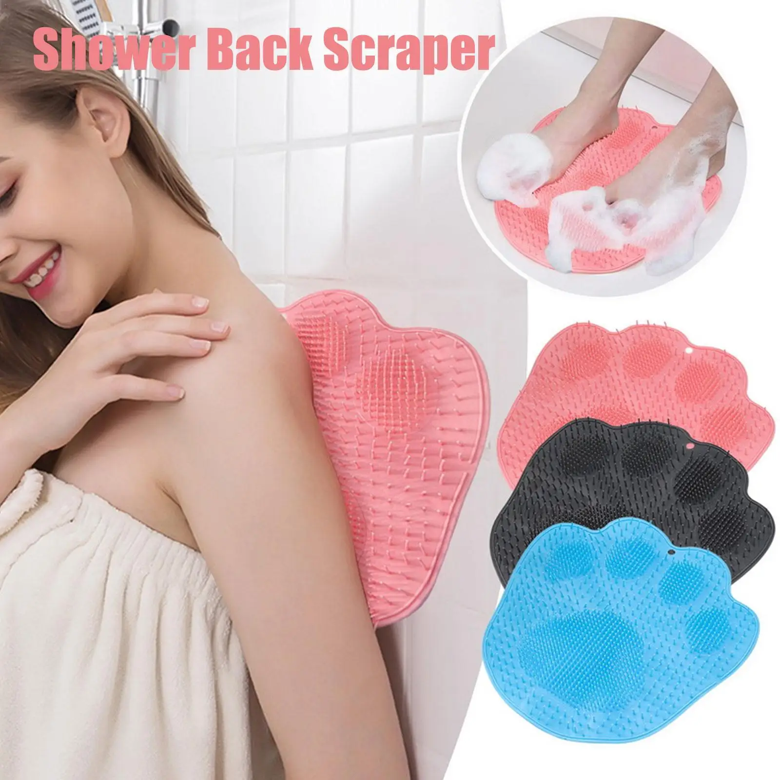 

Reusable Shower Back Scraper Foot Cleaning Massage Wash Tools Bathing Brush Relieve Body Mat Fatigue Feet Safe Pad Non-slip U4v2