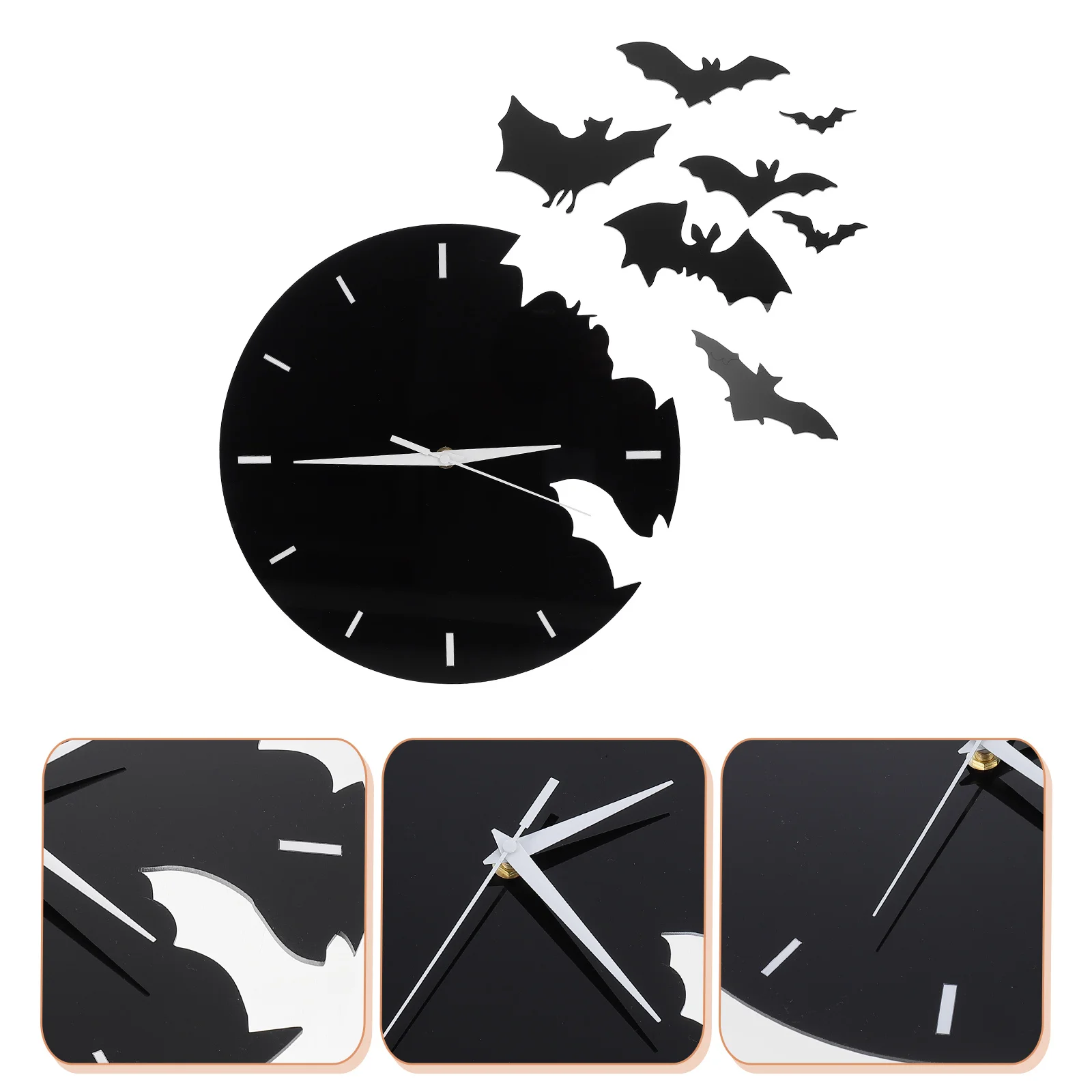 

Clock Wall Bat Hanging Decor Decorative Acrylic Clocks Black Room Non Ticking Operated Living Sticker Home Mute 3D Silent Modern