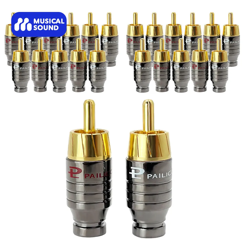 

Musical Sound 2/4/24Pcs Copper Gold Plated RCA Plug Connector Welding HIFI Audio Coaxial Cable RCA Connector Adapter