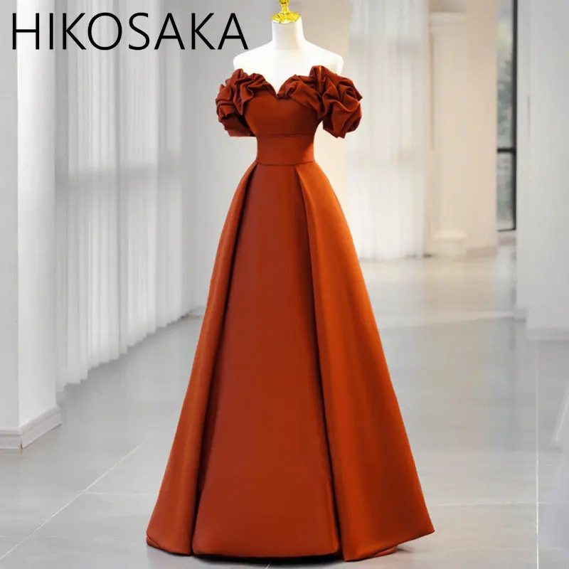 

Elegant Off The Shoulder Prom Dresses 2023 Backless Slim Waist A-Line Floor-Length Long Satin Women Formal Evening Gowns Summer