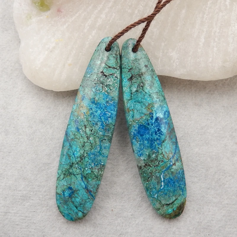 

Jewelry accessories,Natural chrysocolla beads Fashion Triangle Earrings, Beaded Earrings For DIY earrings Making41x10x4mm5.8g