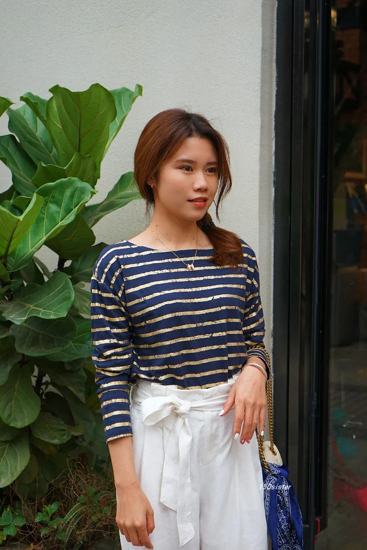 50 отборных пар. Специальное предложение базовая рубашка в полоску ¥ 9 женская