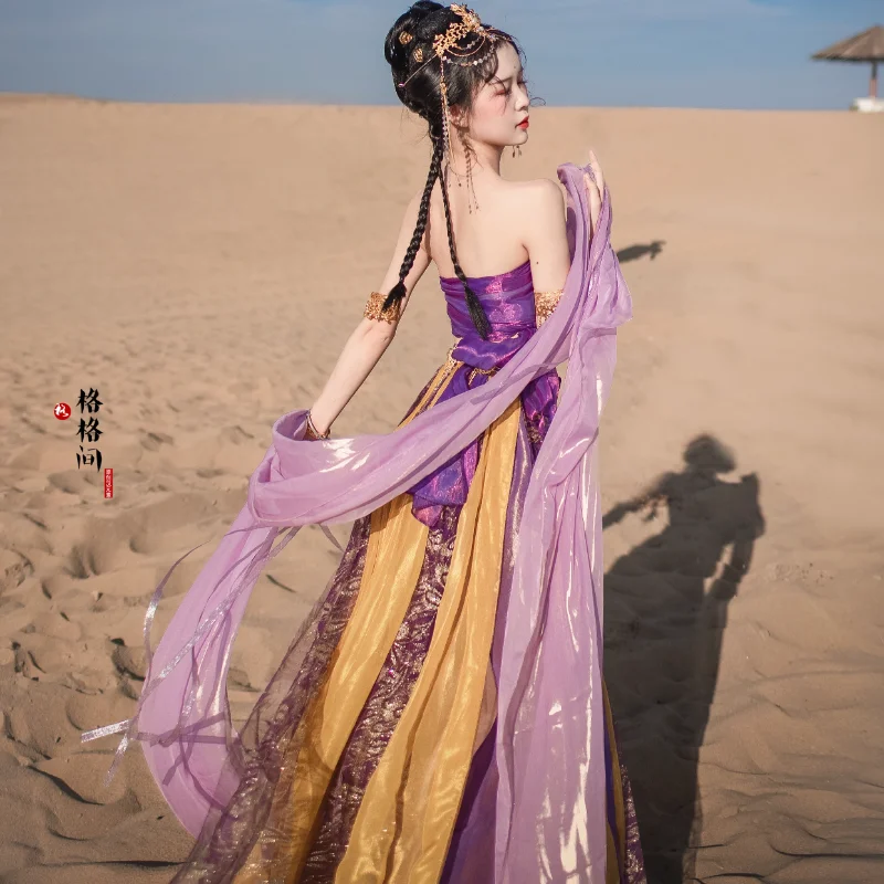 

Chinese Style Purple Hanfu Female Performance Show with Silk Stage Hanfu Cosplay Costume Traditional Embroidery Dress Suit