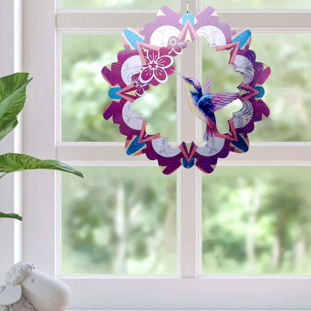 

Hanging Ornament Metal Art Hummingbird Wind Spinners Geometric Patterns for Indoor Outdoor Decoration Hanging Wind Chime