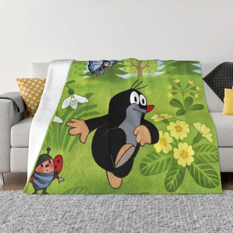 

Happy Mole Krtek Blanket 3D Printed Soft Flannel Fleece Warm Cartoon Little Maulwurf Throw Blankets for Car Bedding Sofa Quilt