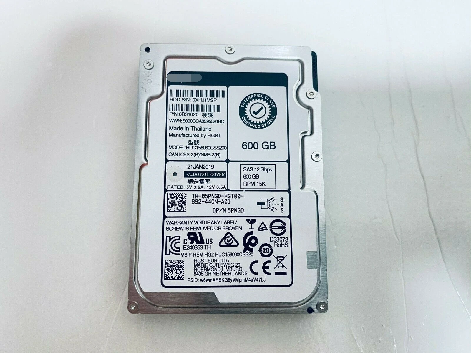 

Для нового жесткого диска Dell 600GB 5pngd SAS 2,5 "15K 12 Gb/s huc1560css200 05PNGD