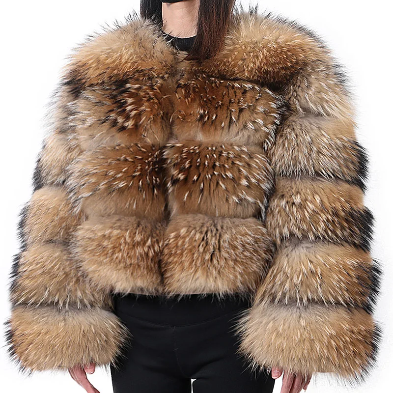 MAOMAOKONG 2022 New Real fur coat Super hot Women's winter Natural raccoon fur jackets Fashion Luxury large size Female clothing enlarge