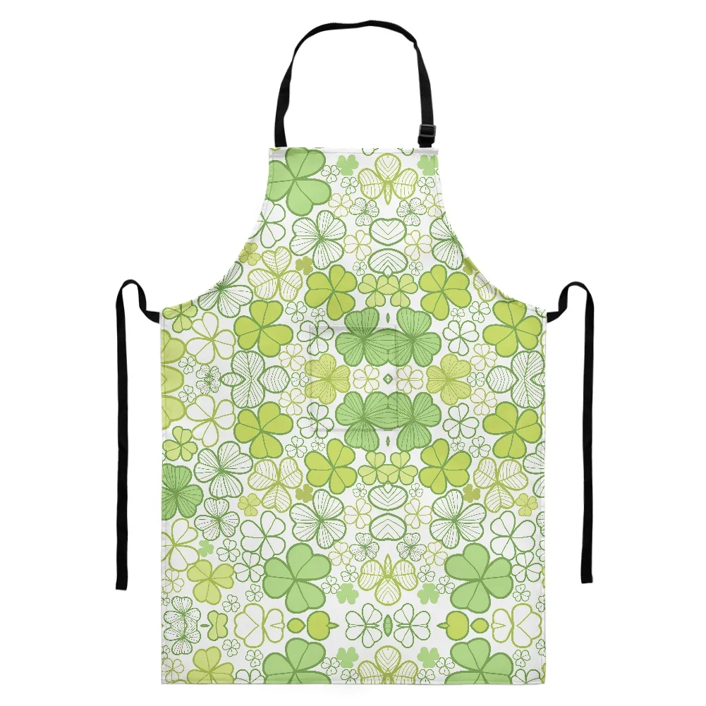 

Регулируемый Фартук средней длины для взрослых на День Св. Патрика, кухонный фартук шеф-повара с четырьмя листьями клевера и птицы