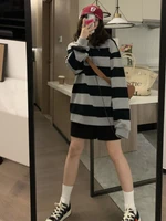 deeptown korean fashion stripe print hoodies women harajuku vintage oversized sweatshirts casual long sleeve loose pullover tops