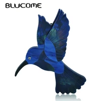 blucome fashion blue eagle swallow shape brooches natural texture acrylic pin jewelry for girls women hat scarf coat accessories
