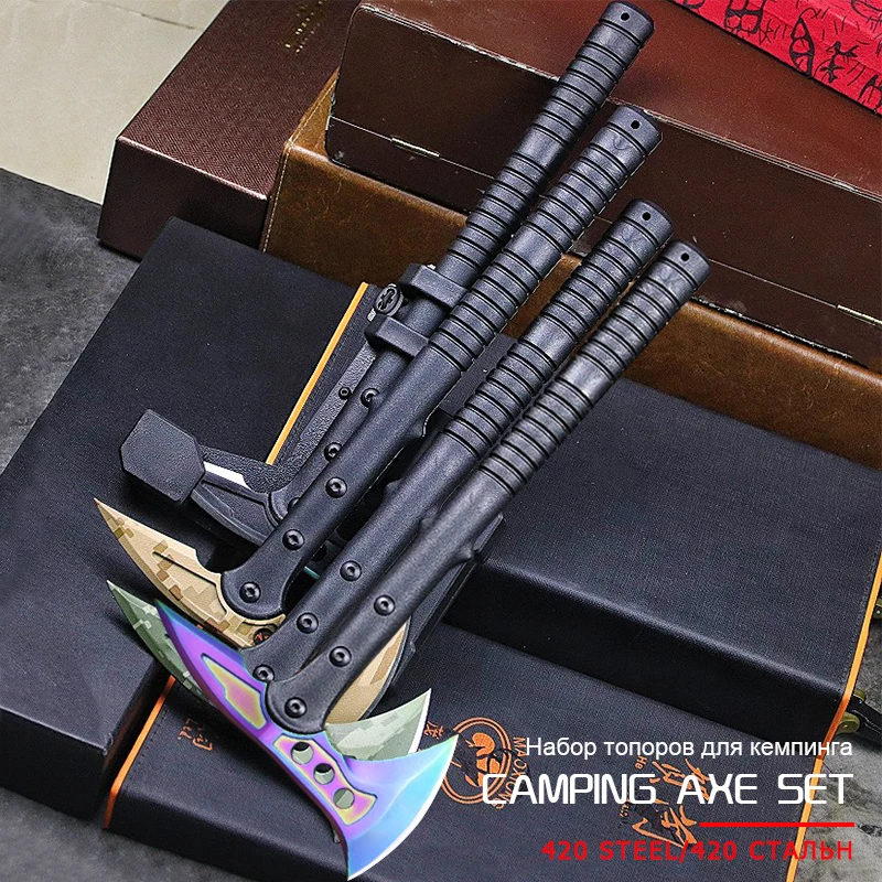 

Outdoor cutting tip axe set Gardening tools Camping tactics axe Jungle adventure survival axe Stainless steel fire rescue axe