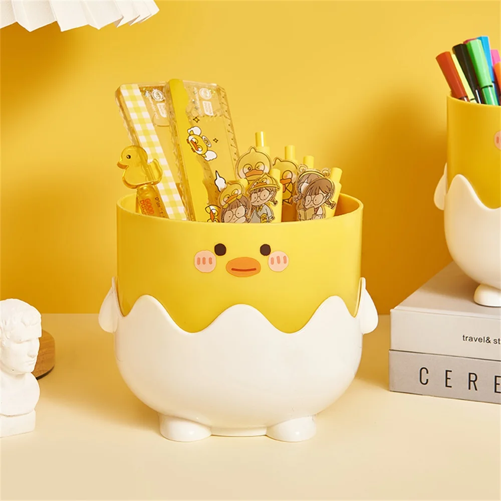 

Saving Space Storage Holder Comfortable Cartoon Pen Holder Large Open Design Fine Polishing Desktop Mini Trash Can Dumpster