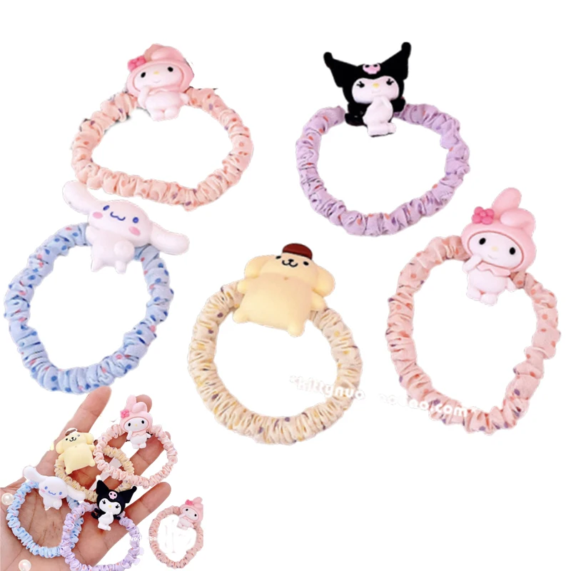 

Kawaii аниме Cinnamoroll My Melody Kuromi помпон Пурины конфетные цвета Высокая эластичность ободок для волос