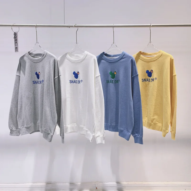 

embroidery long-sleeve o-neck hoodies Women oversized sweatshirt Fashion loose casual Streetwear women clothing aesthetic