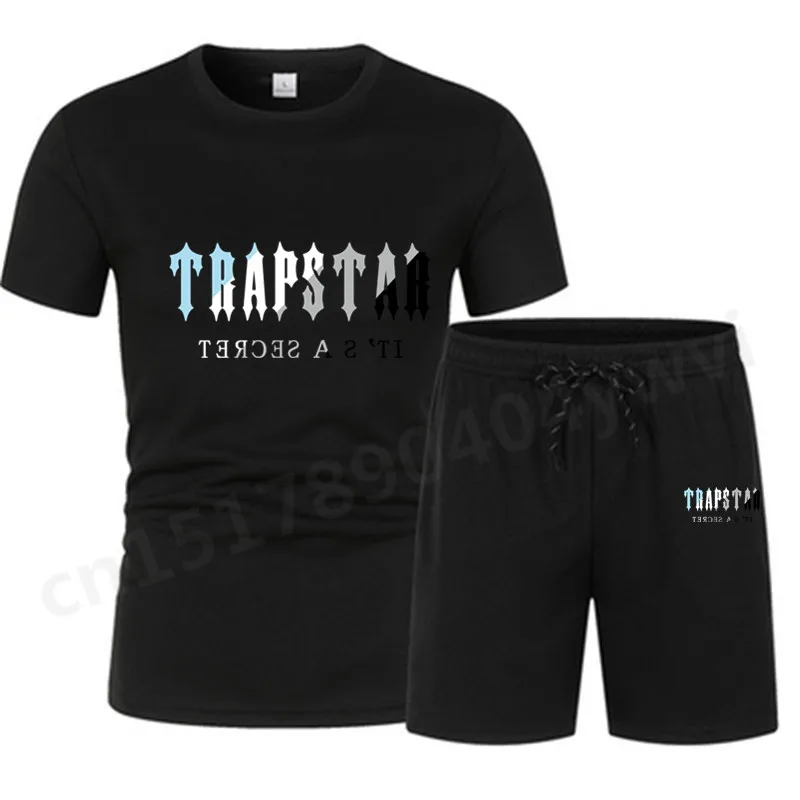 

Summer men's Mesh Shorts Set men's women's summer breathable T-shirt shorts men'sTRAPSTAR brand running basketball short sleev