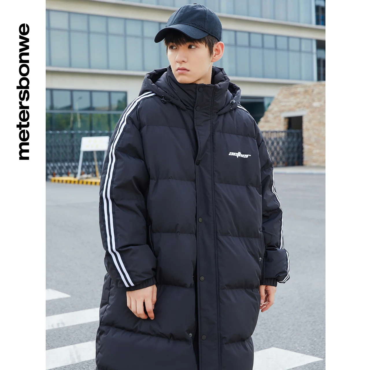 Metersbonwe Sport Down Jacket Men Winter Warm 80% Gray Duck Down Hooded Couple Anti-snow Medium Length Warm Down Coat Women
