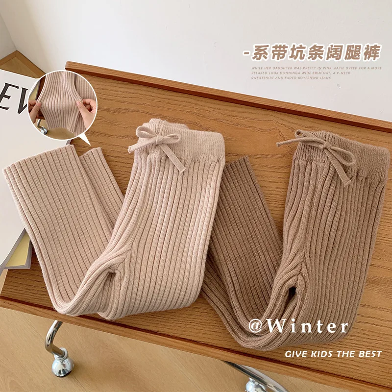 

Girls Knitted Bell Bottoms Korean Wool Pants Children Leggings 0-6 Years Old Autumn Girls Fashion Pants Kids Clothes