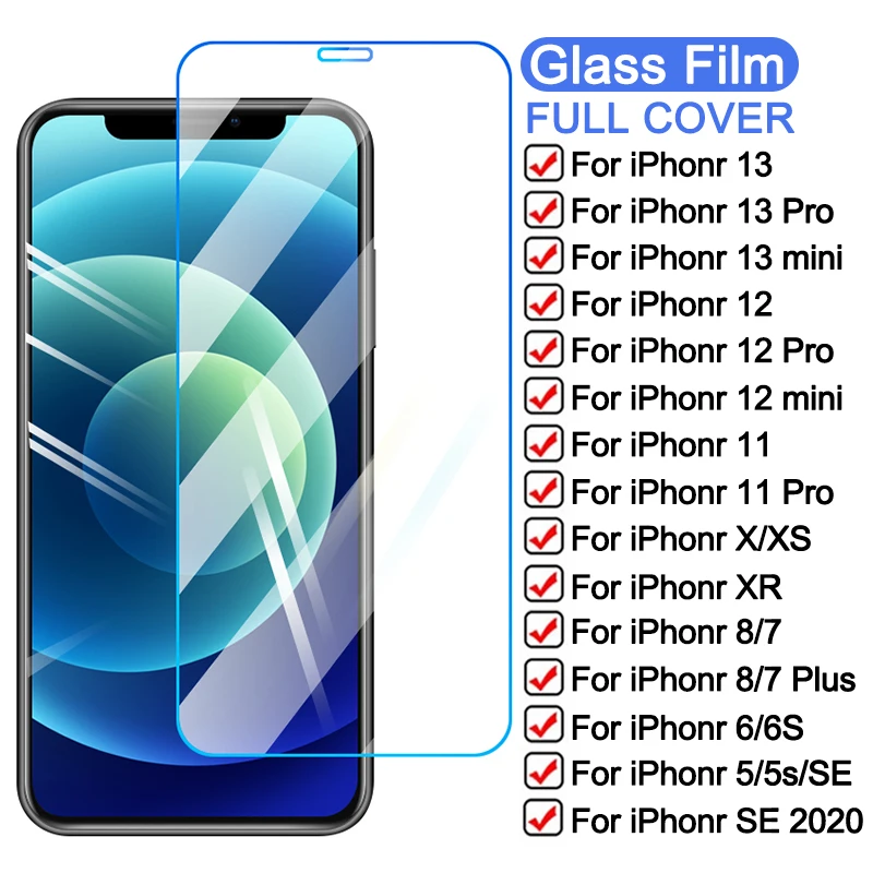 

Закаленное стекло для iPhone 13, 12 mini, 11 Pro Max, защитная пленка для экрана iPhone X, XR, XS Max, 8, 7, 6, 6S Plus, 5 дюймов, зеркальное защитное стекло