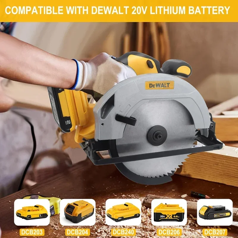 Фото Бесщеточная циркулярная пила Dewalt 5000 об/мин, 7 дюймов, аккумуляторная, ручная, для работы по дереву, с регулируемой глубиной реза, многофункциональный инструмент №1